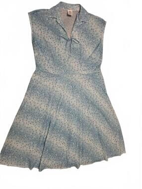 Vintage Light Blue Floral Polyester Dress Size 44